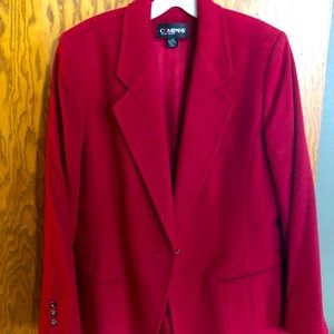 Bright Currant Red Ellen Tracy Company Wool Blazer Size 14